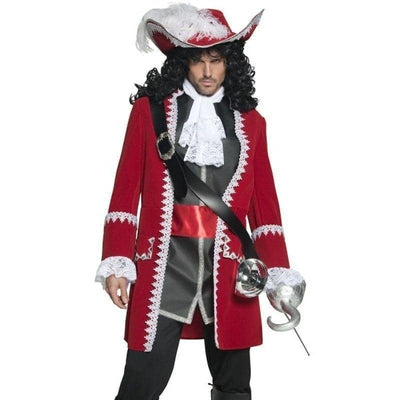 Deluxe Authentic Pirate Captain Costume Adult Red Black White_1 sm-36174M