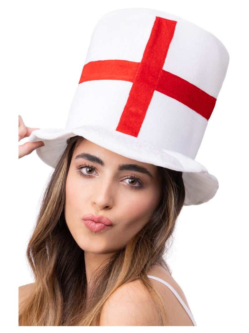 Deluxe England Flag Top Hat Adult White Red