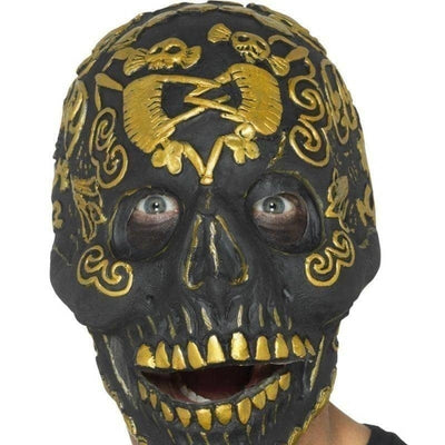 Deluxe Masquerade Skull Mask Adult Gold_1 sm-45092