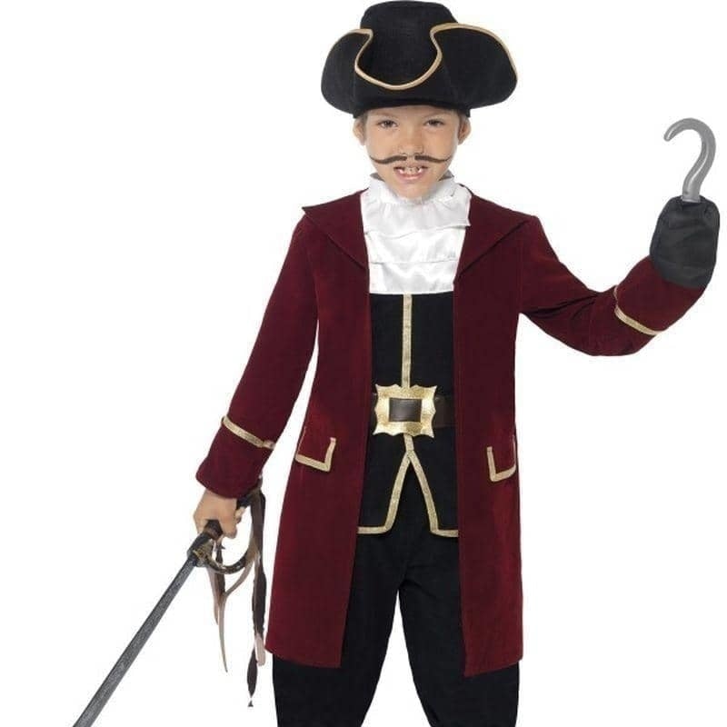 Deluxe Pirate Captain Costume Kids Red Black_1 sm-43997L