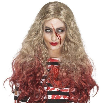 Deluxe Zombie Blood Drip Wig Adult Blonde Red_1 sm-46855