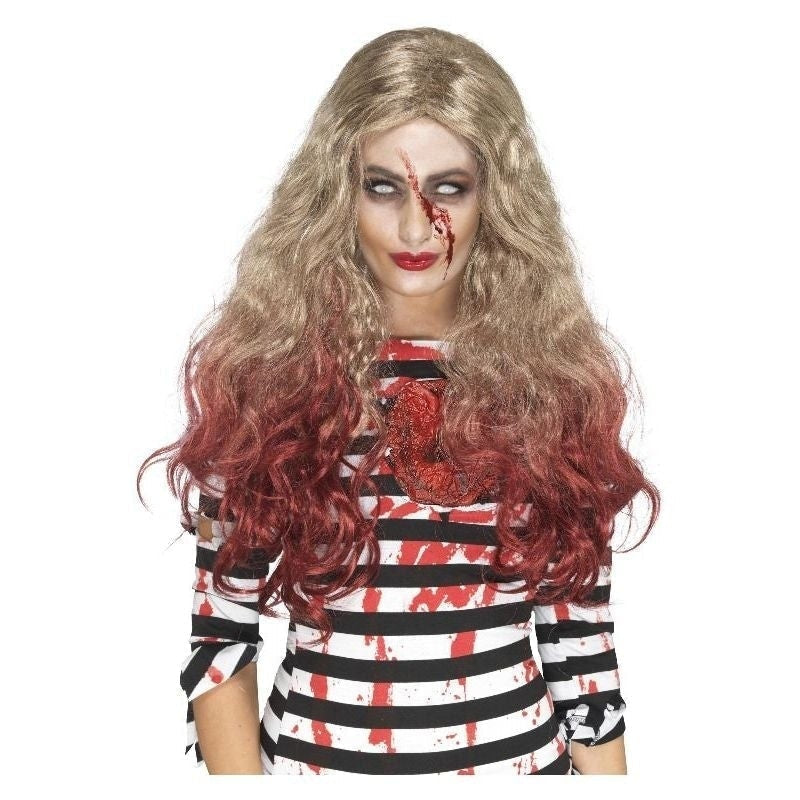 Deluxe Zombie Blood Drip Wig Adult Blonde Red_2 