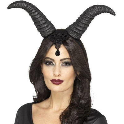 Demonic Queen Horns On Headband Adult Black_1 sm-45086