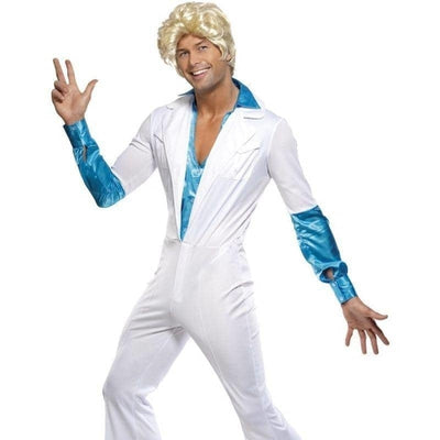 Disco Man Costume All In One Adult White Blue_1 sm-33346L