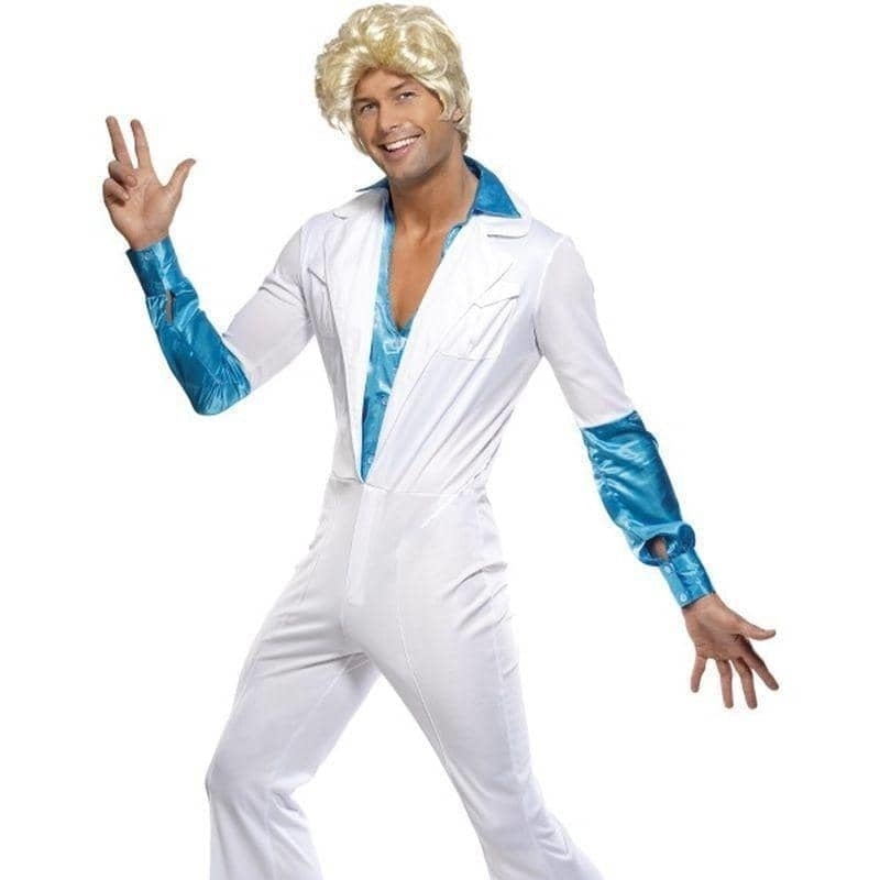 Disco Man Costume All In One Adult White Blue_1 sm-33346L