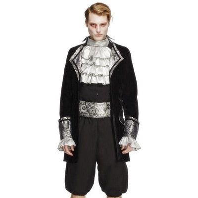 Fever Male Baroque Vampire Costume Adult Black Silver_1 sm-28332M