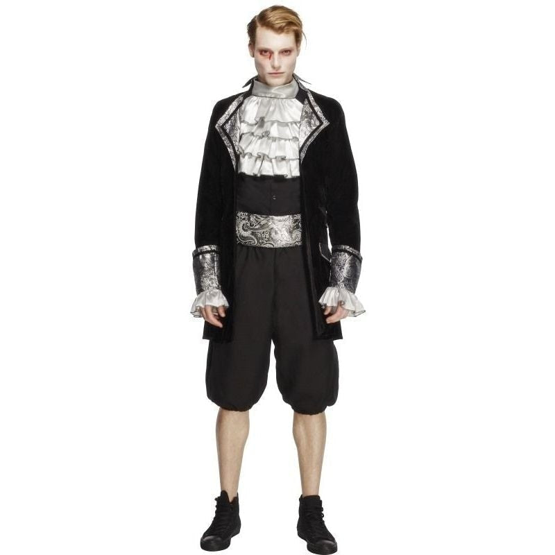 Fever Male Baroque Vampire Costume Adult Black Silver_2 