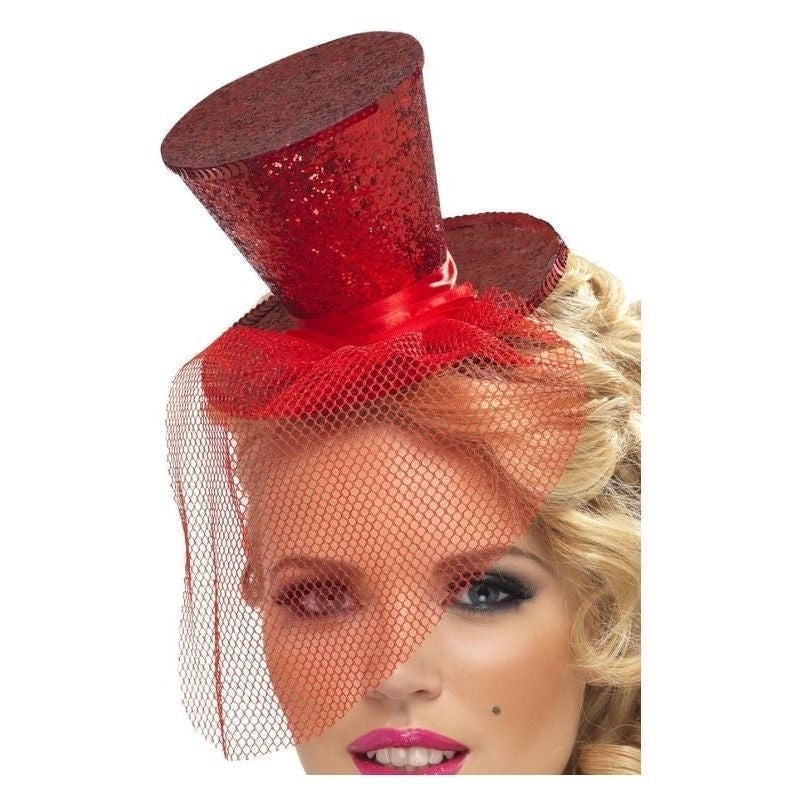 Fever Mini Top Hat On Headband Adult Red_2 