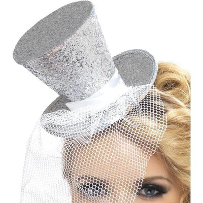 Fever Mini Top Hat On Headband Adult Silver_1 sm-21192