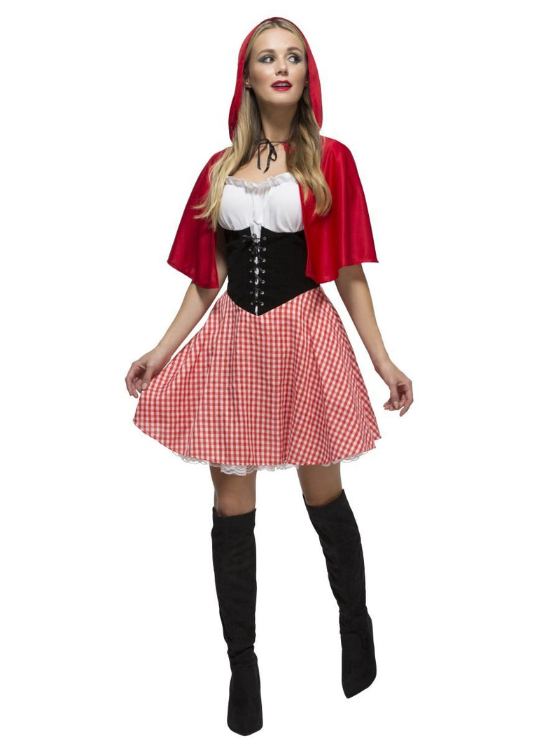 Red Riding Hood Costume Adult White Red Dress and Cape