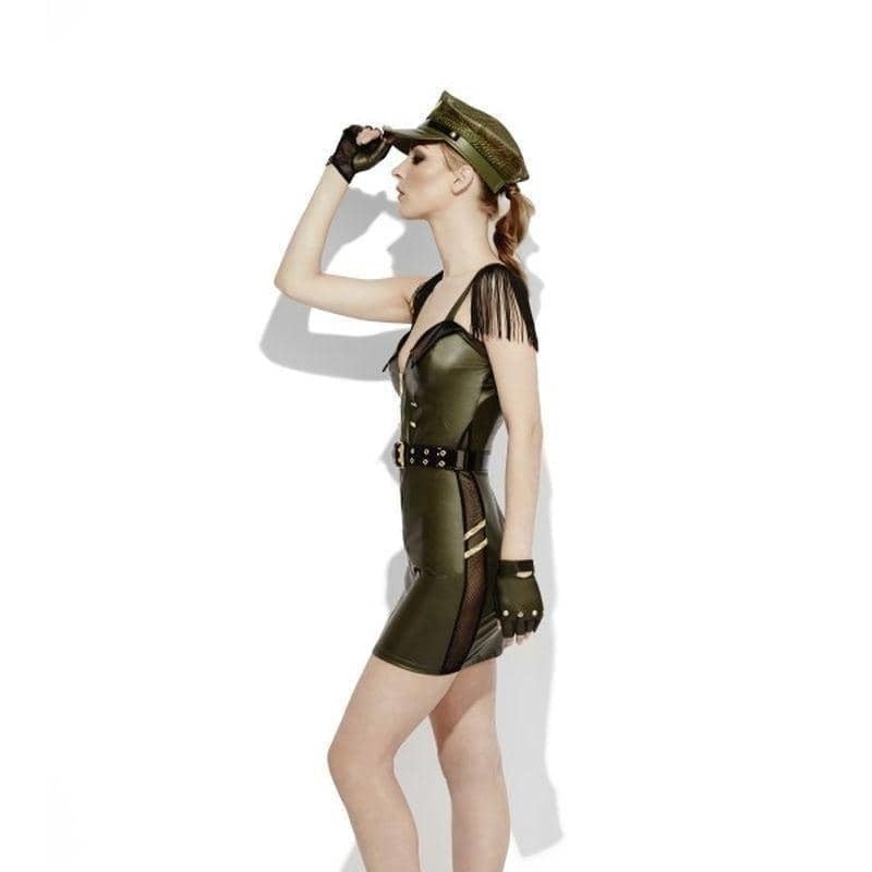 Fever Role Play Military Chief Wet Look Costume Adult Khaki_3 sm-43497XS