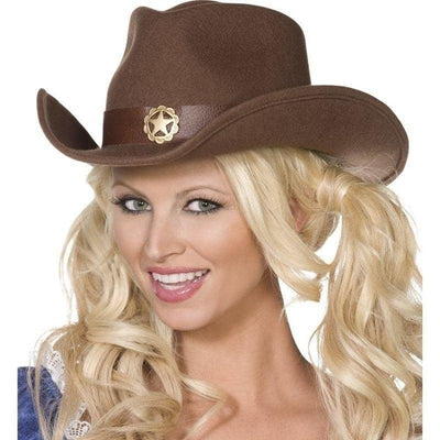 Fever Wild West Cowboy Hat Adult Brown_1 sm-36267
