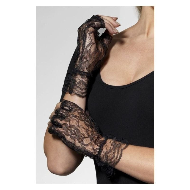 Fingerless Lace Gloves Adult Black_2 