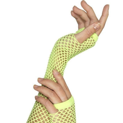 Fishnet Gloves Adult Neon Green_1 sm-34880