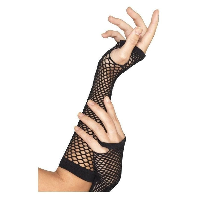 Fishnet Gloves Long Adult Black_2 