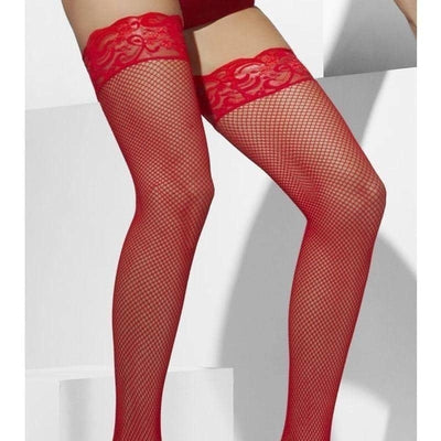 Fishnet Hold Ups Adult Red_1 sm-24551