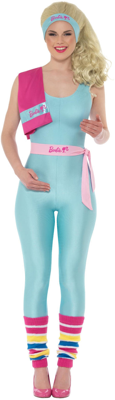 Barbie Costume Fitness Great Shape Workout Adult Blue Jumpsuit