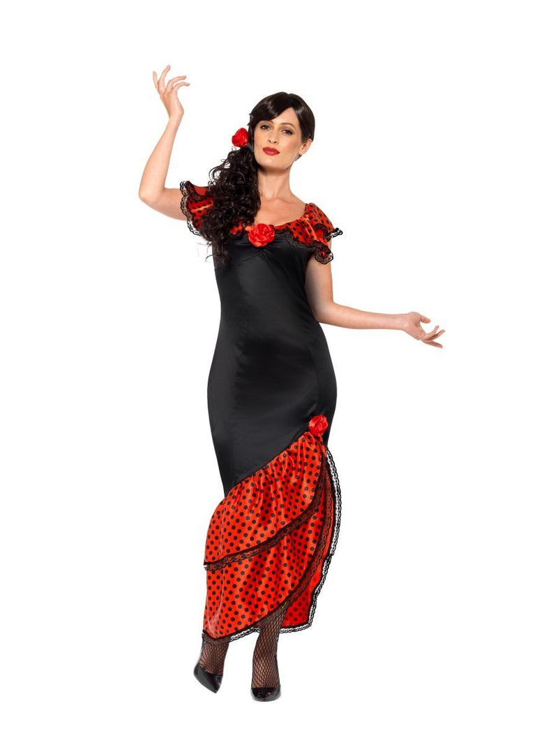 Flamenco Senorita Costume Adult Black Dress Headpiece