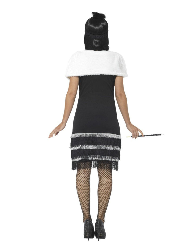 Flapper Costume Black Dress with Fur Stole