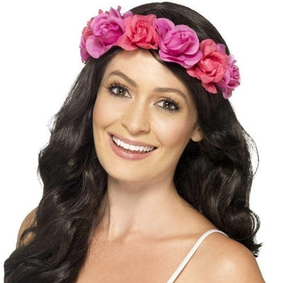 Floral Headband Adult Pink_1 sm-44489
