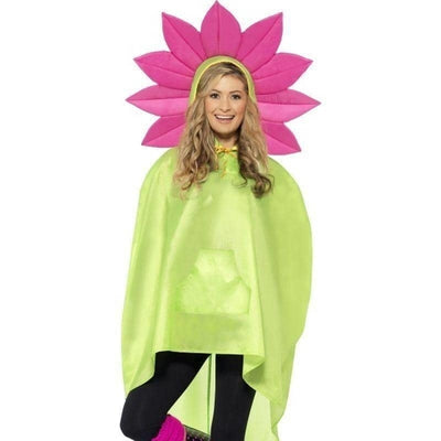 Flower Party Poncho Adult Green Pink_1 sm-27607