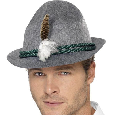 German Trenker Hat With Feather Adult Grey_1 sm-21794