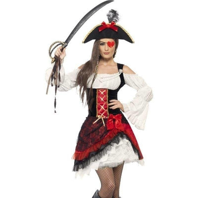 Glamorous Lady Pirate Costume Adult White Black Red_1 sm-23281M