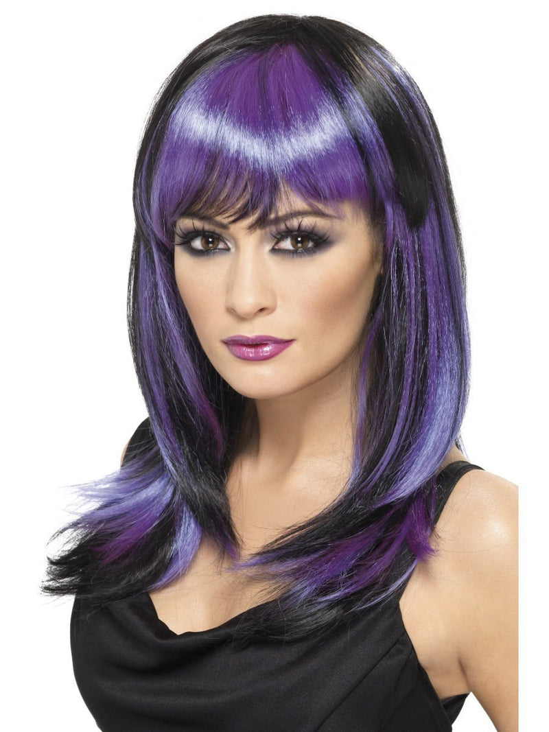 Glamour Witch Wig Adult Black Purple