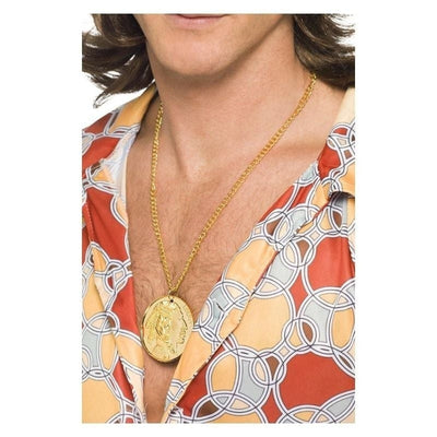 Gold Metal Medallion On Chain Adult_2 