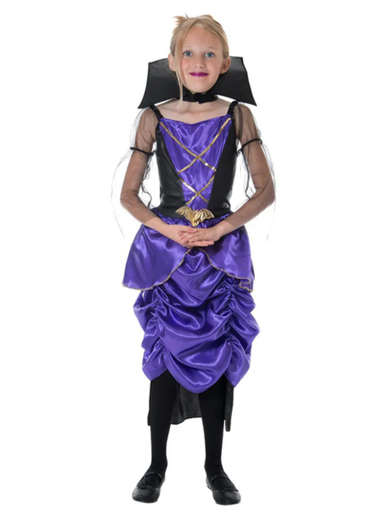 Gothic Purple Vampiress Dress with Collar for Girls