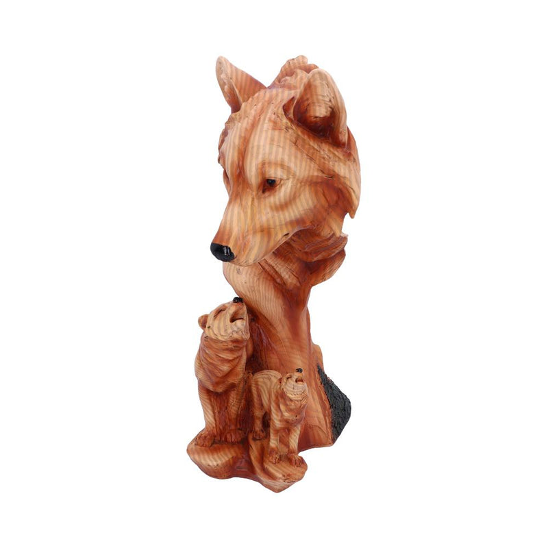 Natural Song Howling Wolves Wood Effect Bust
