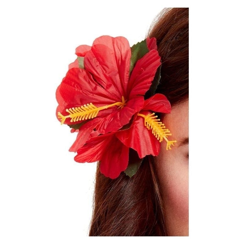 Hawaiian Flower Hair Clip Adult Red_2 