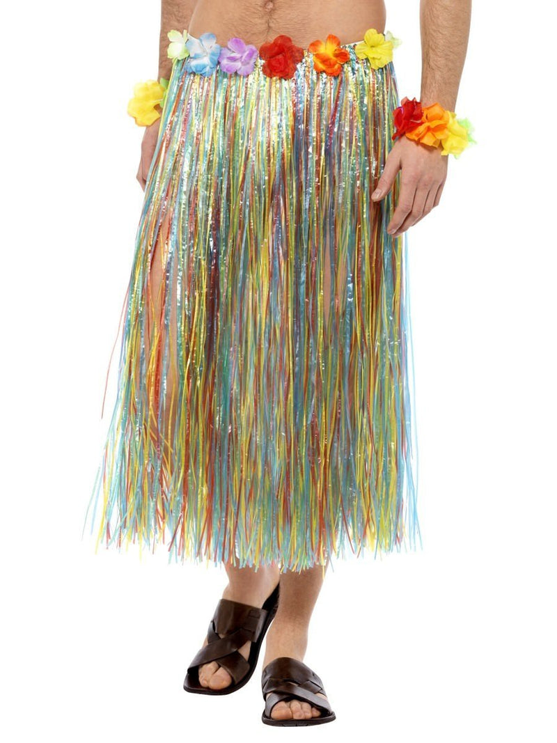 Hawaiian Hula Skirt With Flowers Adult Multi Coloured 75cm