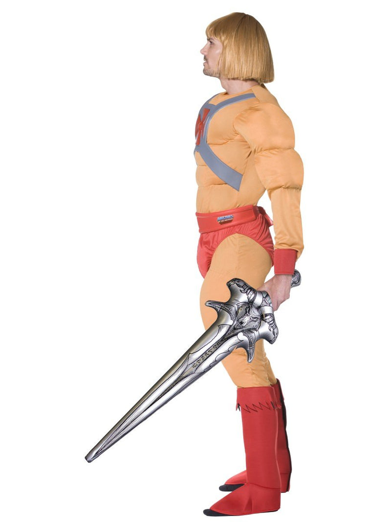 He Man Prince Adam Muscle Costume Adult Orange Red Silver 2 MAD Fancy Dress