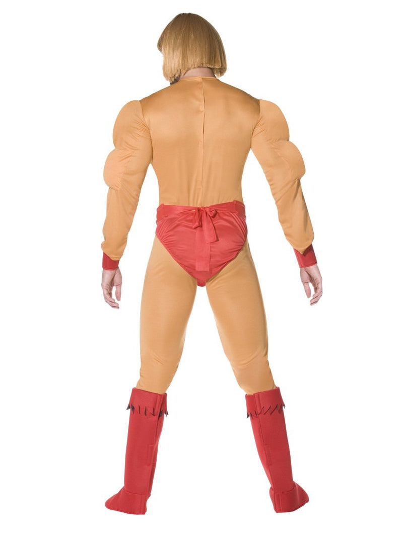He Man Prince Adam Muscle Costume Adult Orange Red Silver 3 MAD Fancy Dress