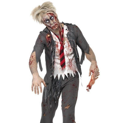 High School Horror Zombie Schoolboy Costume Adult Grey White Red_1 sm-32928L