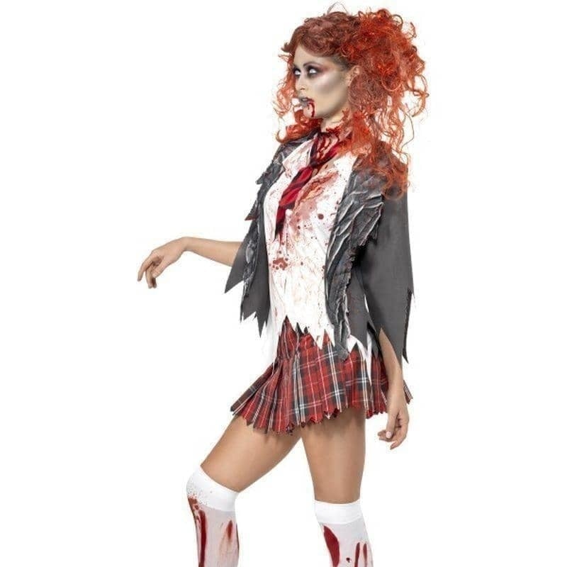 High School Horror Zombie Schoolgirl Costume Adult Grey White Red_3 sm-32929S