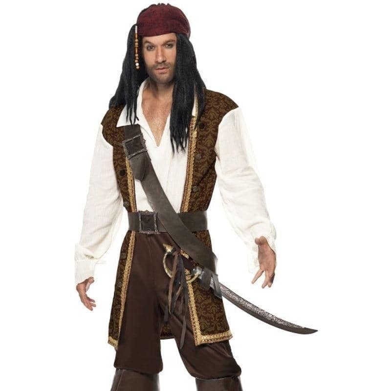 High Seas Pirate Costume Adult Brown White_1 sm-26224L
