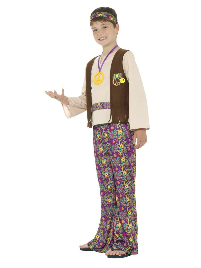 Hippie Boy Costume With Top Attached Waistcoat Kids Multi