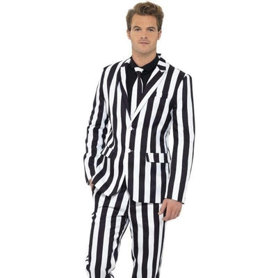 Humbug Striped Stand Out Suit Adult Black White 1 sm-43536L MAD Fancy Dress