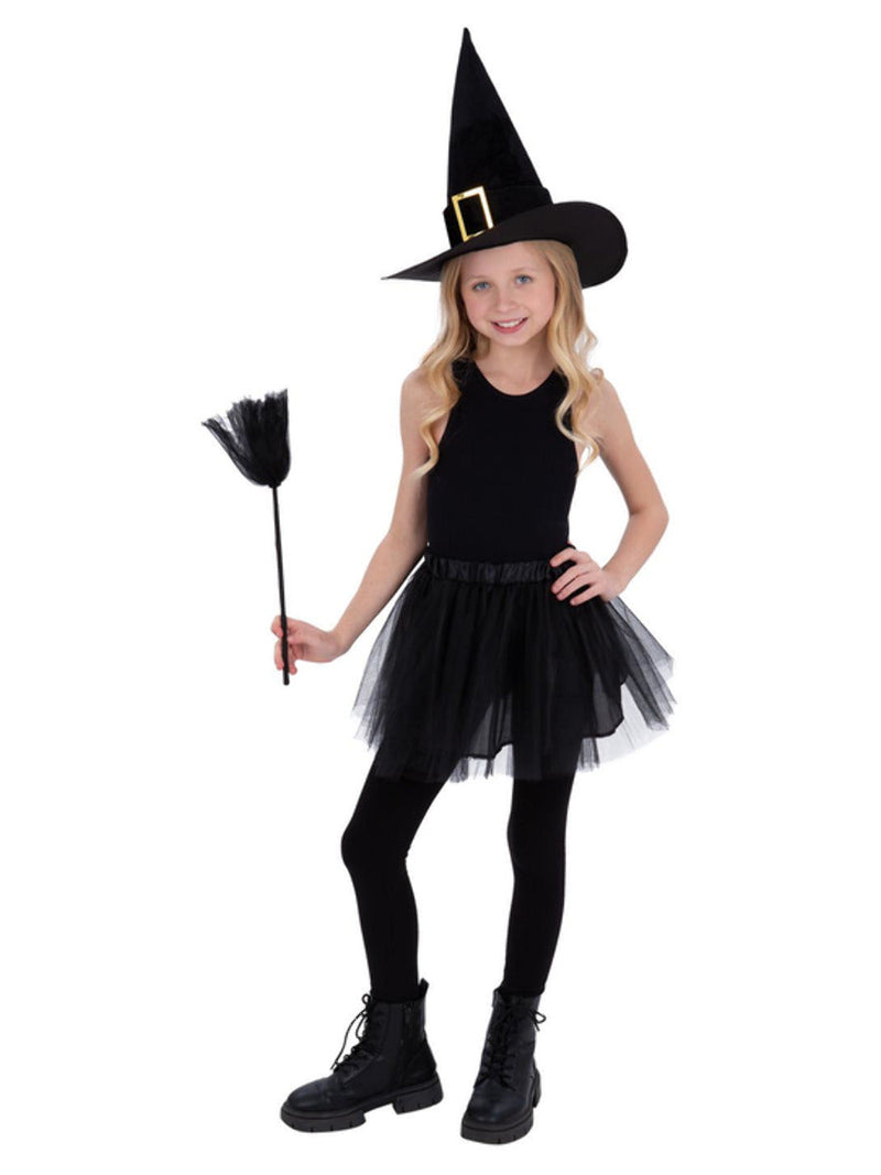 Kids Witch Kit Tutu Hat 50cm Broom