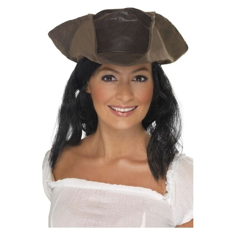Leather Look Pirate Hat Adult Brown_2 