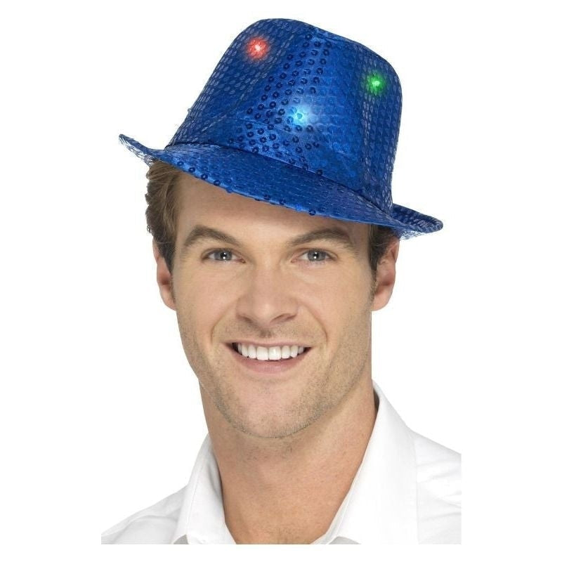 Light Up Sequin Trilby Hat Adult Blue_2 