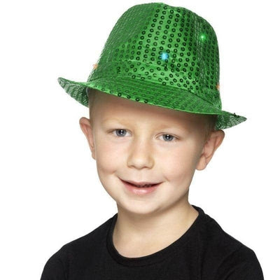 Light Up Sequin Trilby Hat Adult Green_1 sm-47064