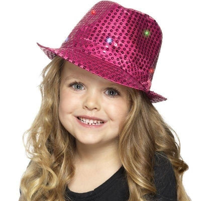 Light Up Sequin Trilby Hat Adult Pink_1 sm-47070