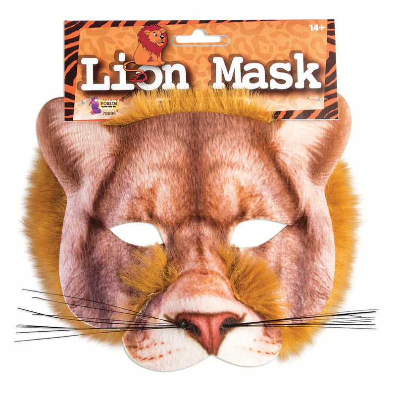 Lion Face Mask Realistic Fur Plastic Masks Cardboard