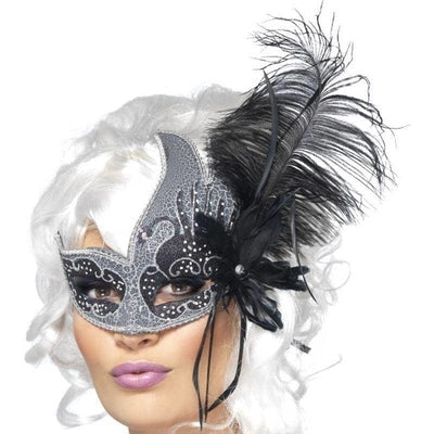 Masquerade Dark Angel Eyemask Adult Silver_1 sm-27856