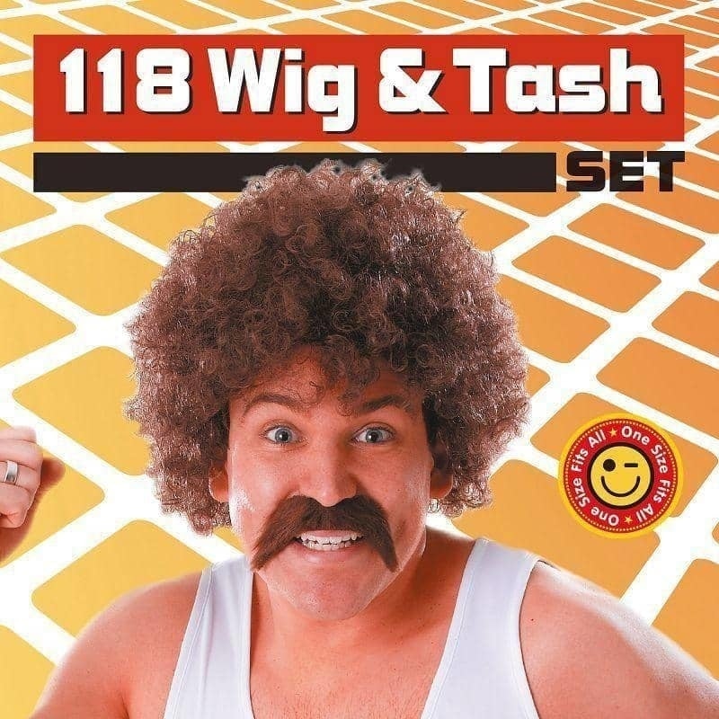 Mens 118 Wig + Tash Set Wigs Male Halloween Costume_2 