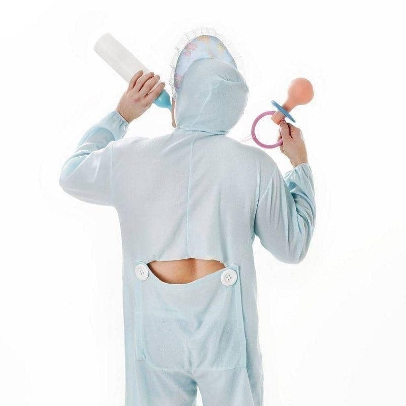 Mens Baby Sleepsuit Blue Adult Costume Male Halloween_3 
