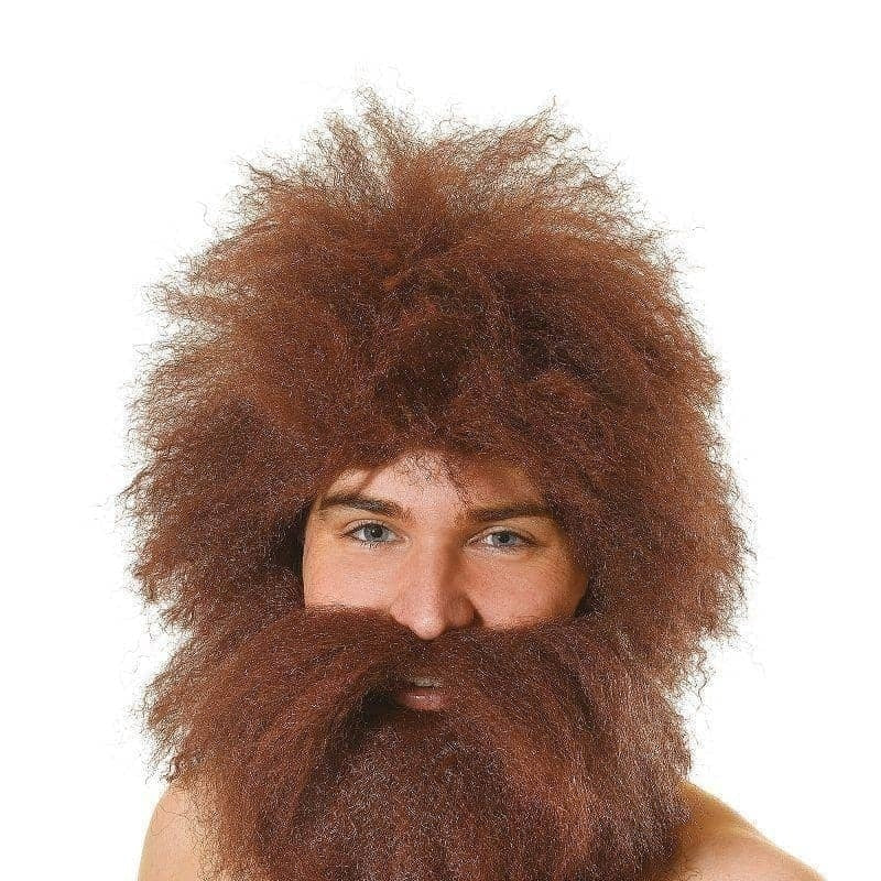 Mens Caveman Wig + Beard Set Wigs Male Halloween Costume_1 BW737
